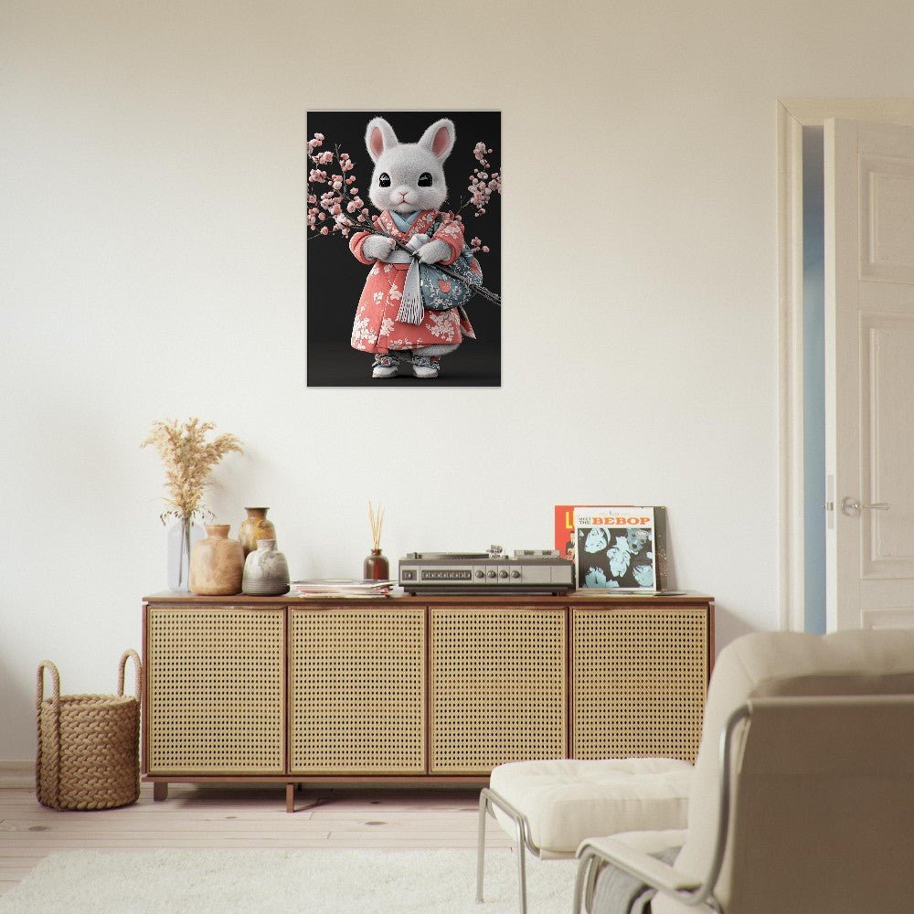 Chic Bunny in Kimono Canvas Art - ROMAG Store