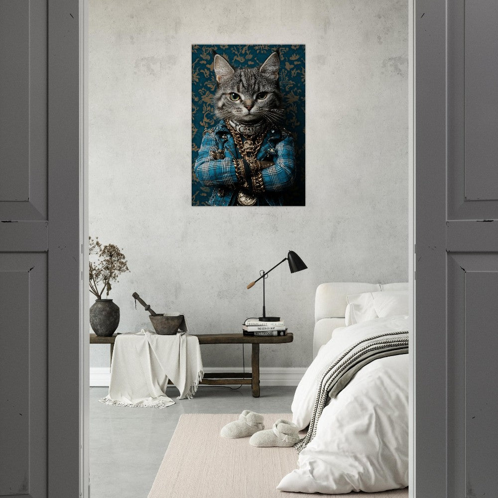 Sophisticated Cat in Plaid Canvas Art - ROMAG Store