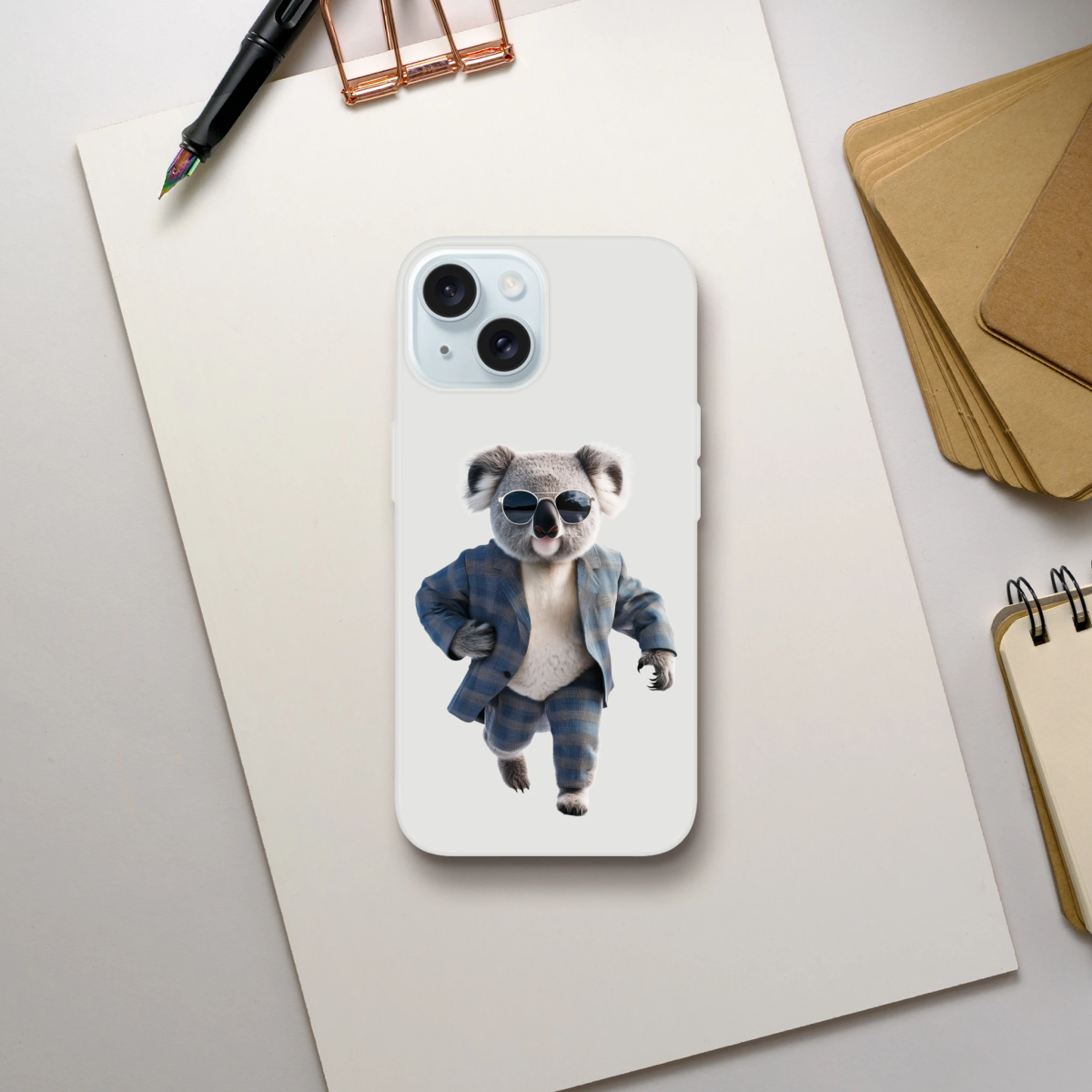 Dapper Koala in Plaid Suit iPhone Flexi Case - ROMAG Store