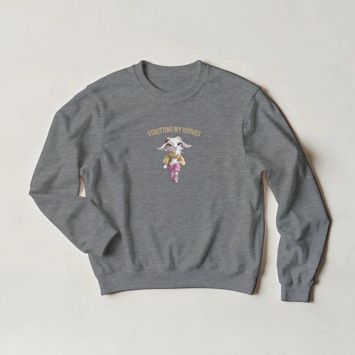 Strutting My Hooves Goat Sweatshirt – Bold Streetwear Graphic with Pink & Gold Hues - ROMAG Store