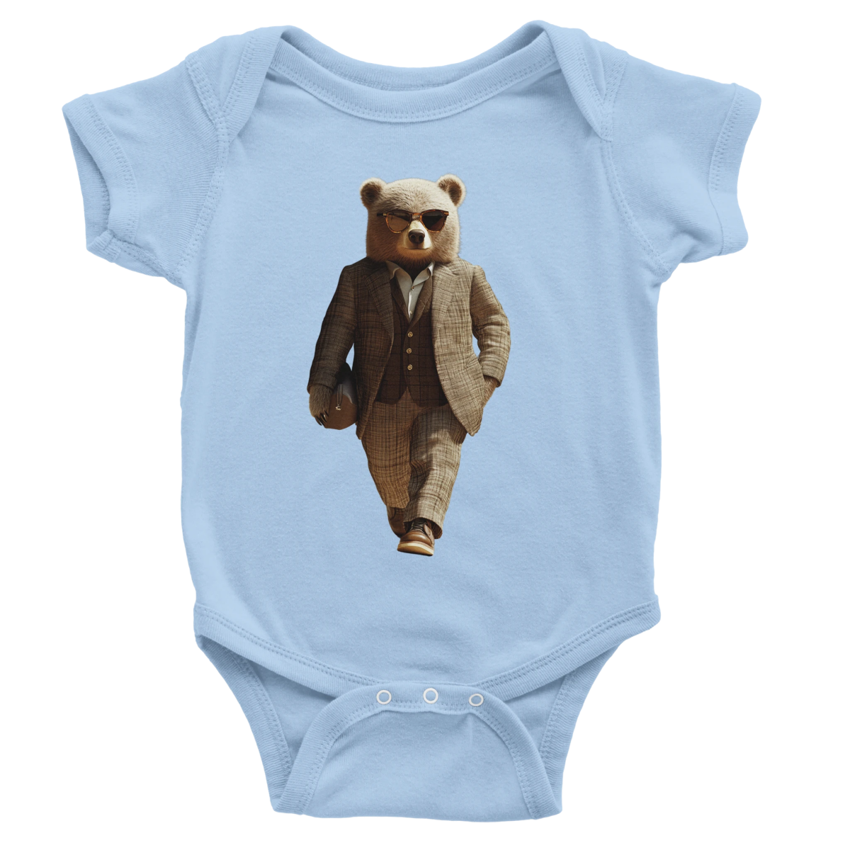 Dapper Bear Baby Short Sleeve Bodysuit - ROMAG Store