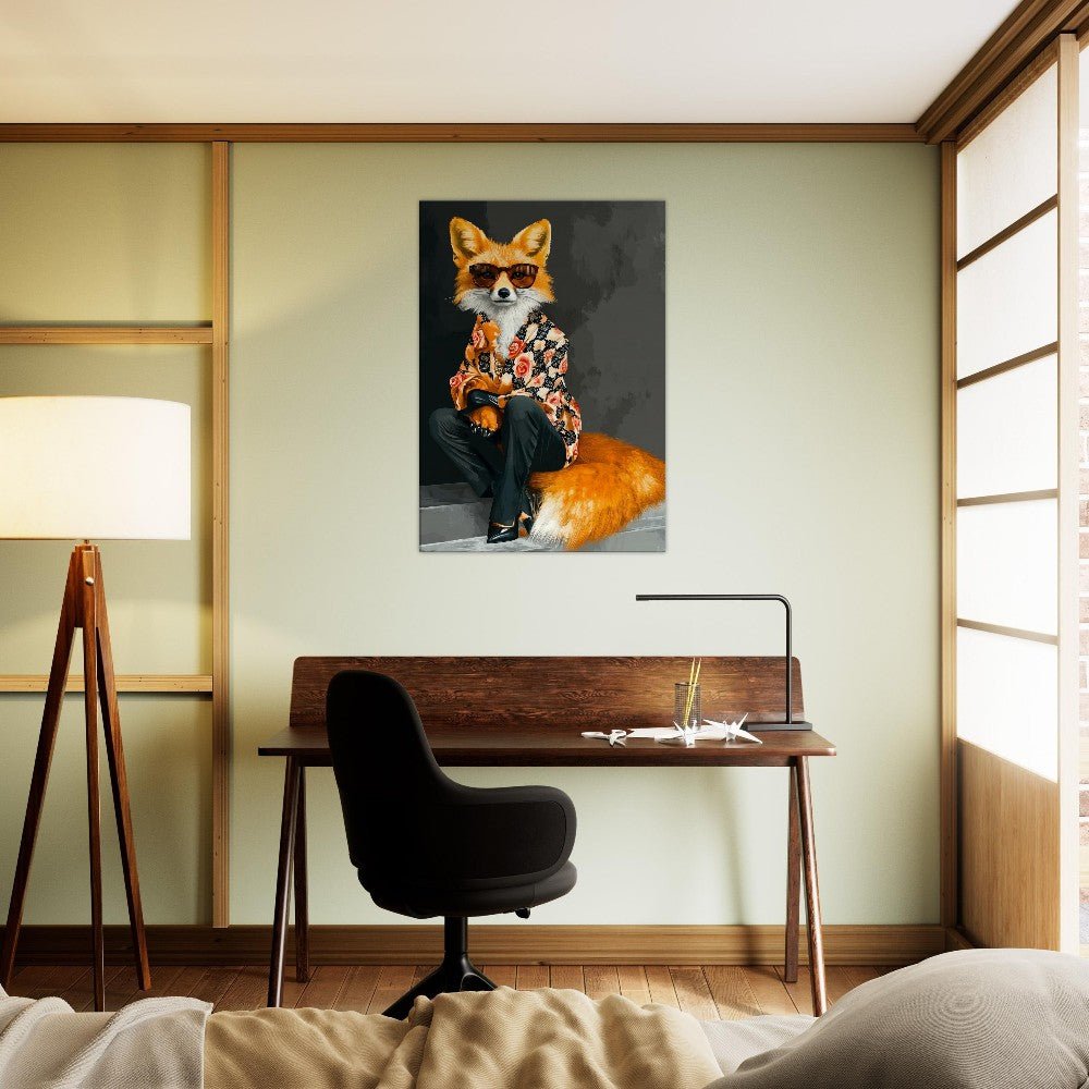 Chic Fox in Floral Shirt Canvas Art - ROMAG Store