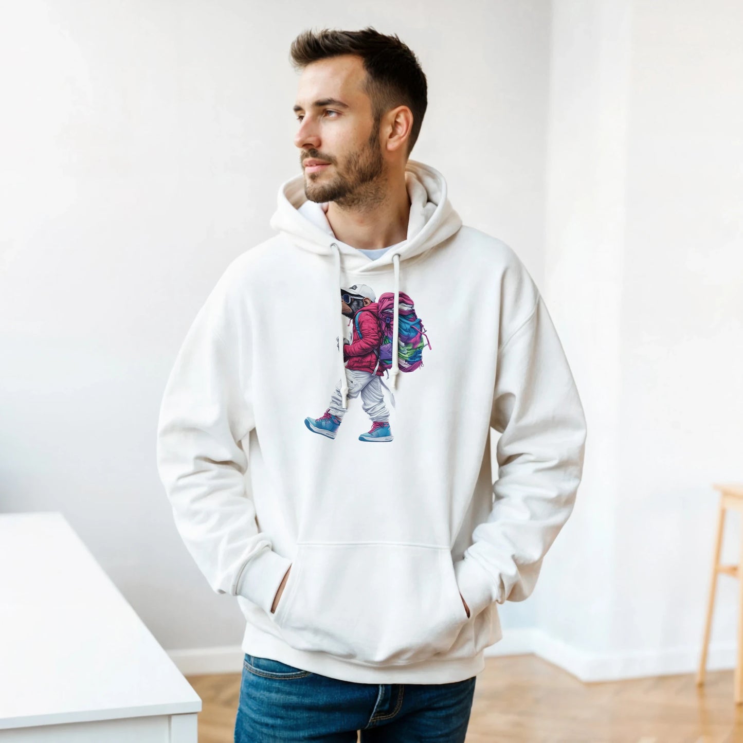 Vibrant Globetrotter Monkey Hoodie - ROMAG Store
