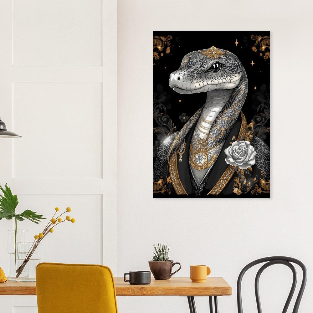Regal Snake in Black & Gold Suit Canvas - ROMAG Store