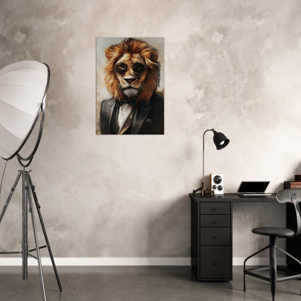 Lion in Suit Canvas Wall Art - ROMAG Store