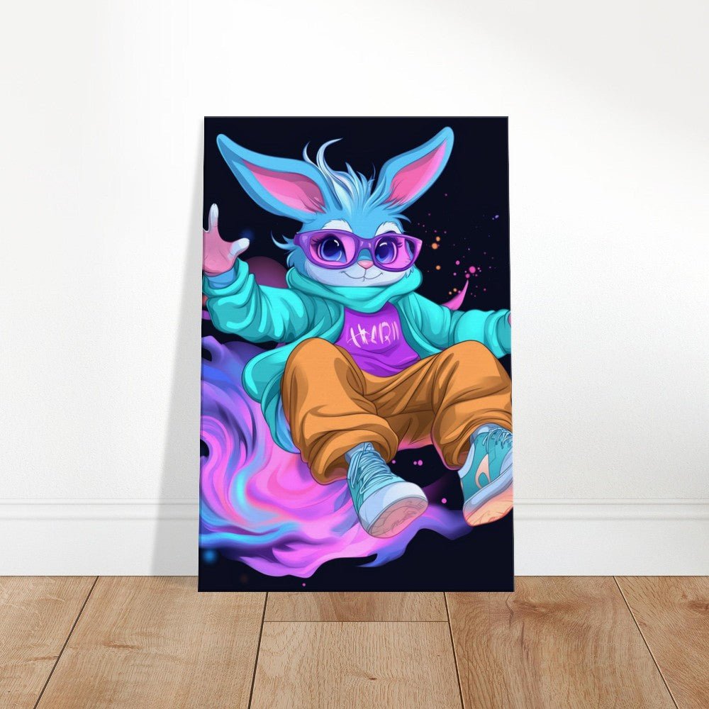 Neon Bunny Canvas Wall Art - ROMAG Store