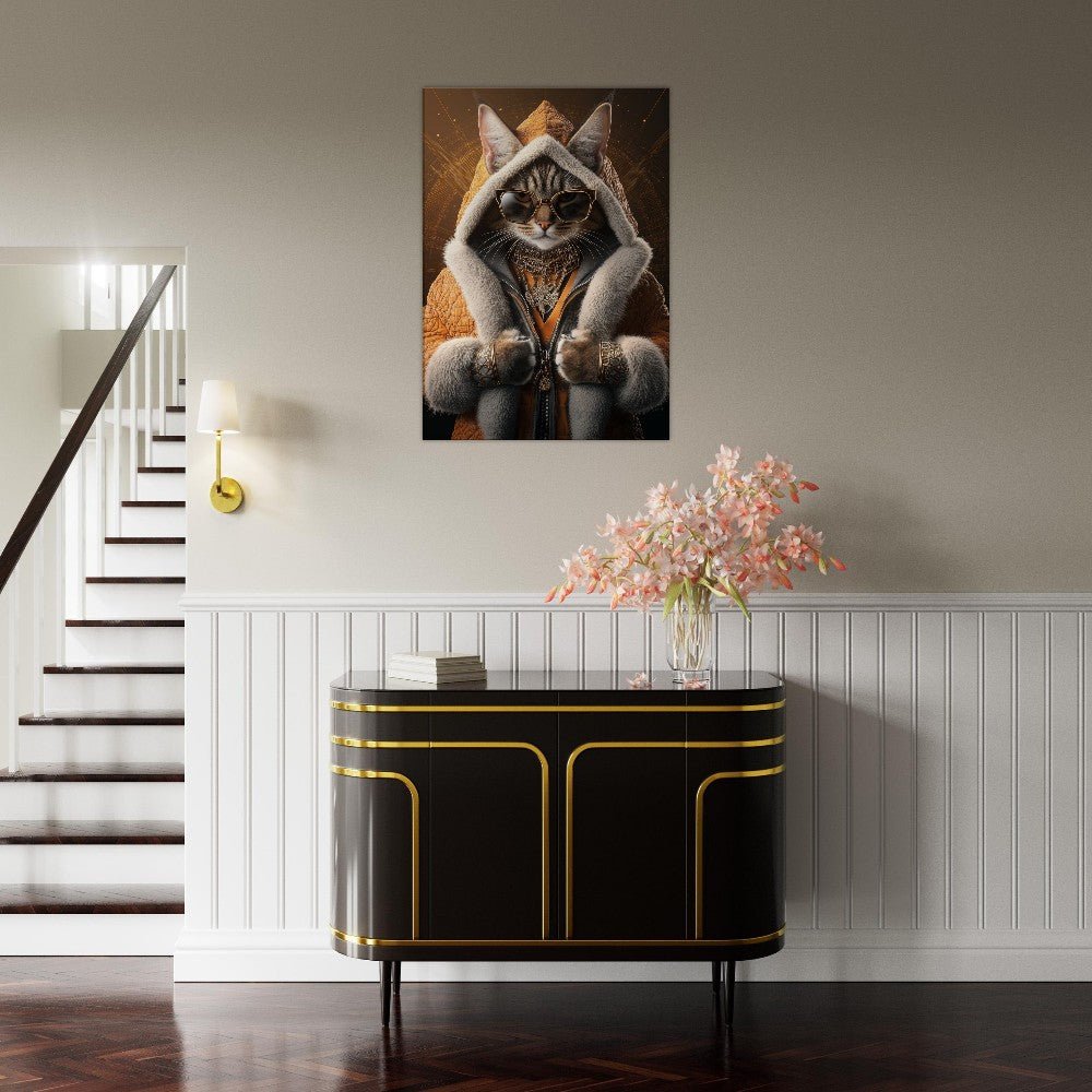 Luxury Cat in Fur Coat Canvas - ROMAG Store