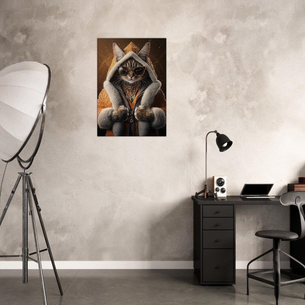 Luxury Cat in Fur Coat Canvas - ROMAG Store