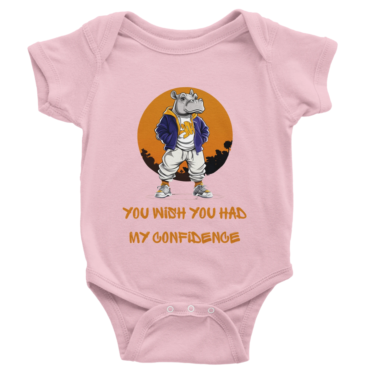 Confident Hippo Baby Short Sleeve Bodysuit - ROMAG Store