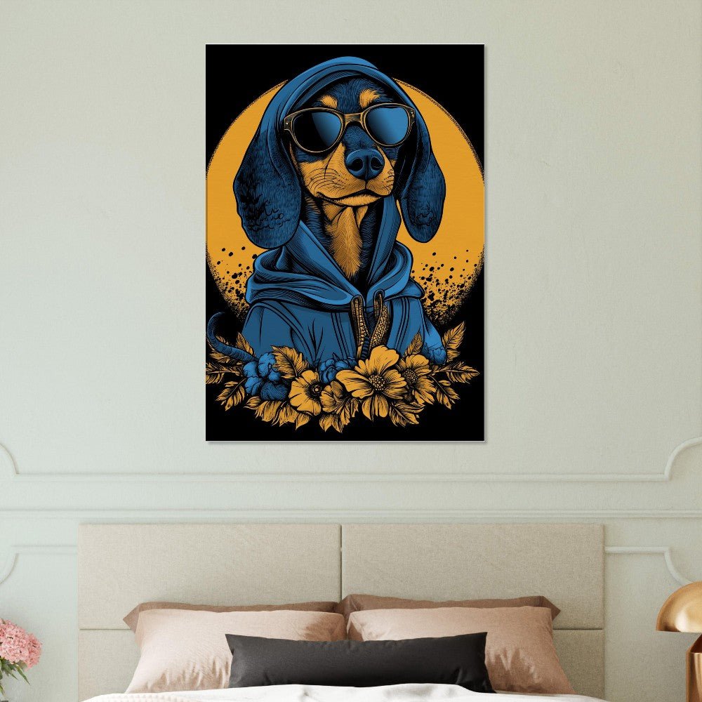 Cool Dachshund in Hoodie & Sunglasses Canvas - ROMAG Store