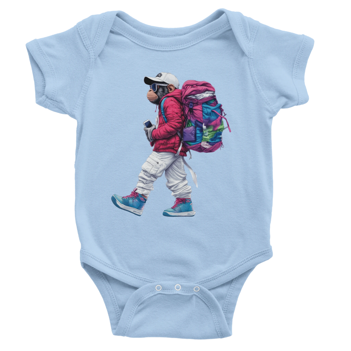 Vibrant Street Style Monkey Baby Short Sleeve Bodysuit - ROMAG Store