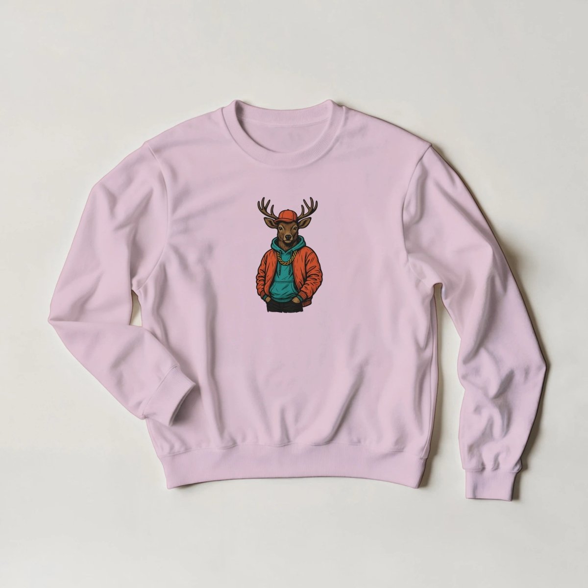 Urban Deer Hoodie – Bold Streetwear Graphic with Gold Chain Detail - ROMAG Store