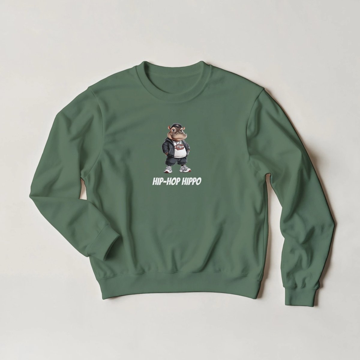 Hip - Hop Hippo Sweatshirt – Streetwear Graphic Tee in 6 Colors - ROMAG Store