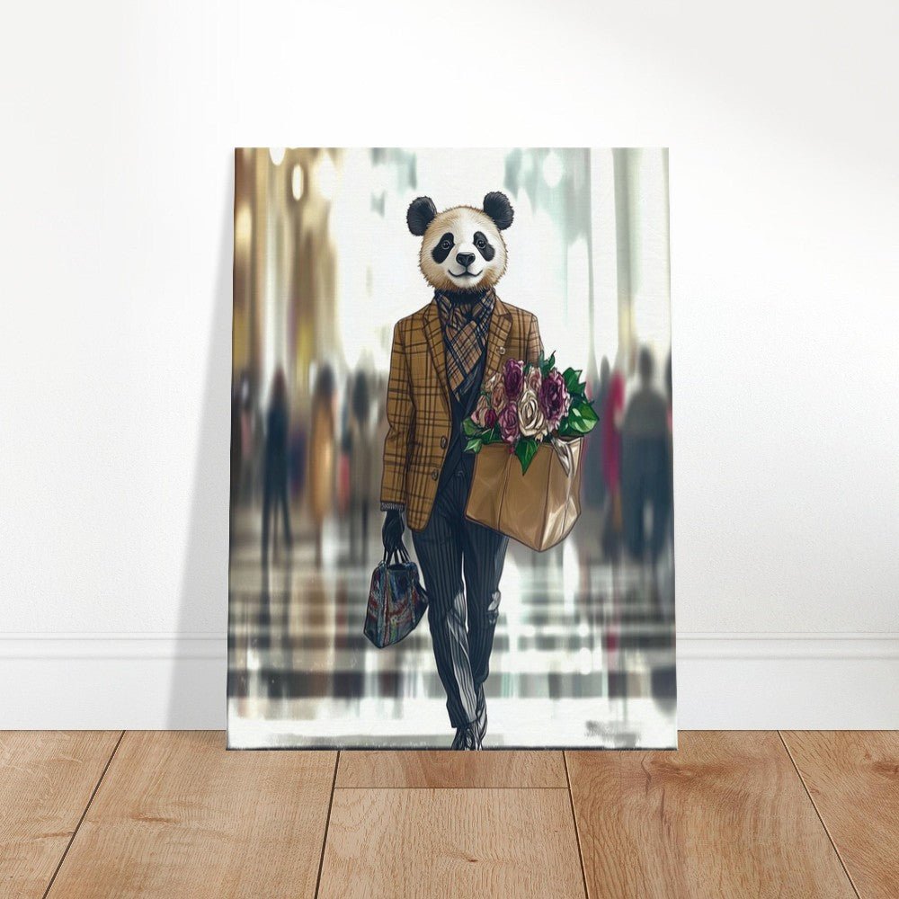 Chic Panda in Plaid Suit Canvas - ROMAG Store
