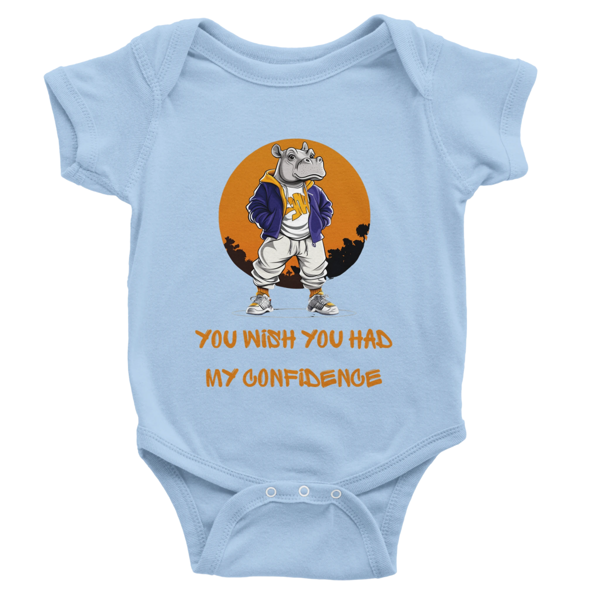 Confident Hippo Baby Short Sleeve Bodysuit - ROMAG Store