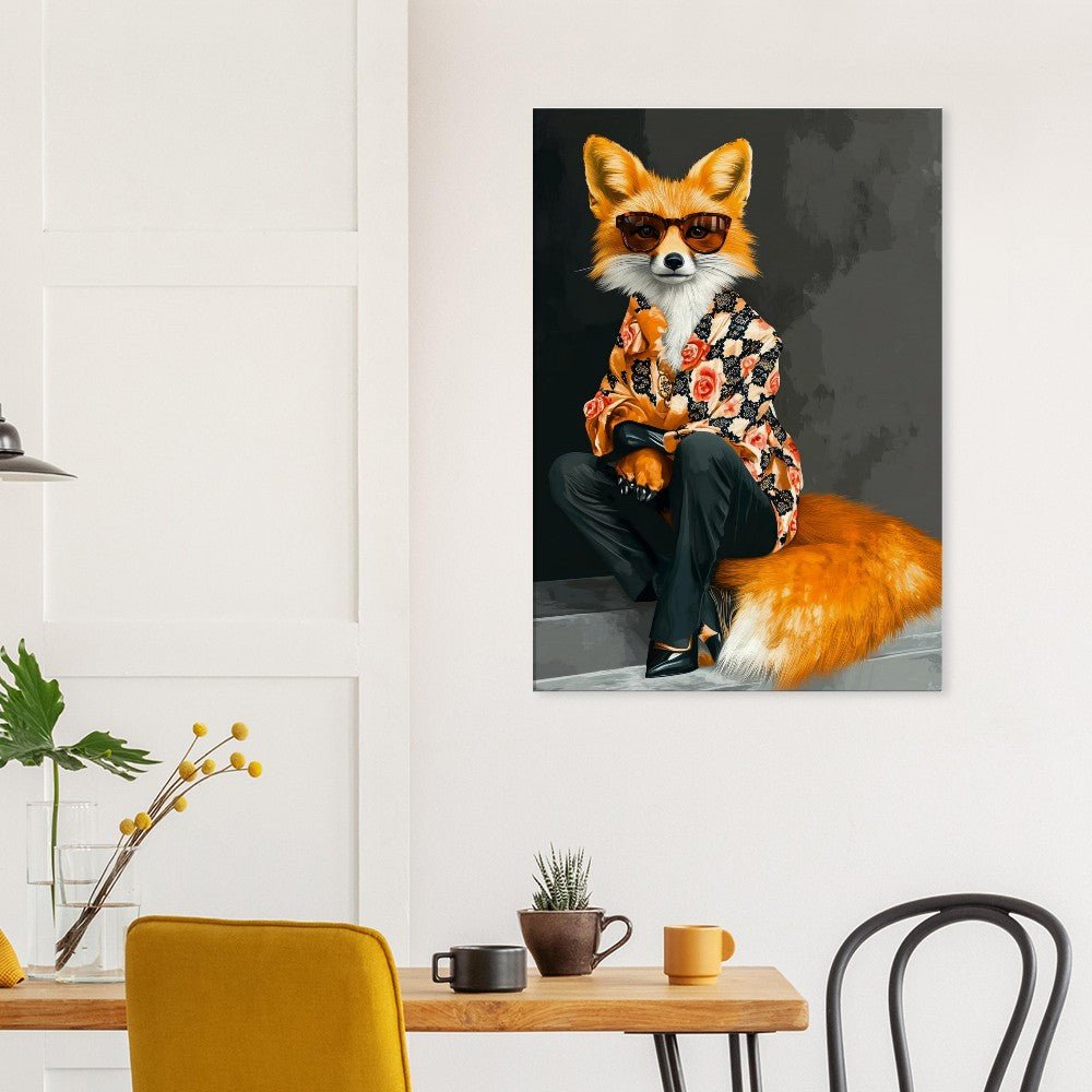 Chic Fox in Floral Shirt Canvas Art - ROMAG Store