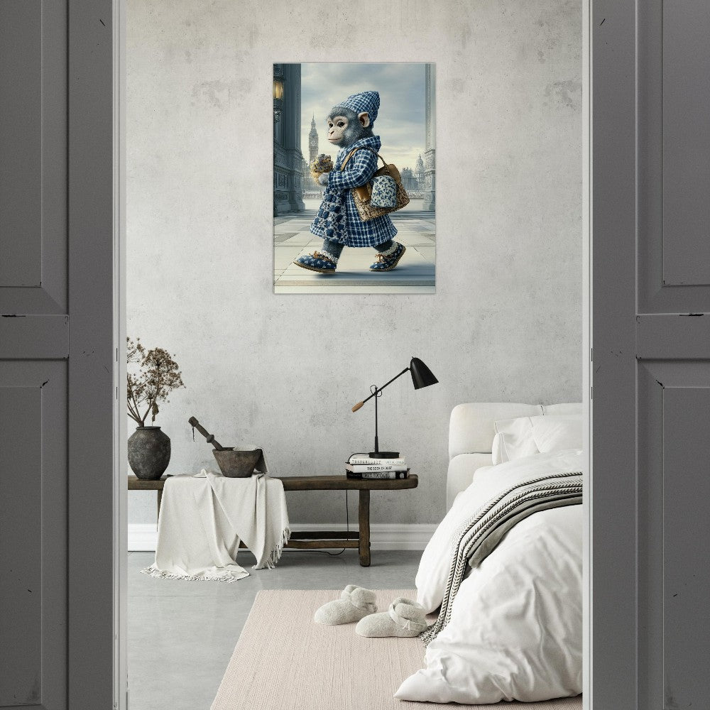 Chic Monkey in Plaid Canvas Art - ROMAG Store