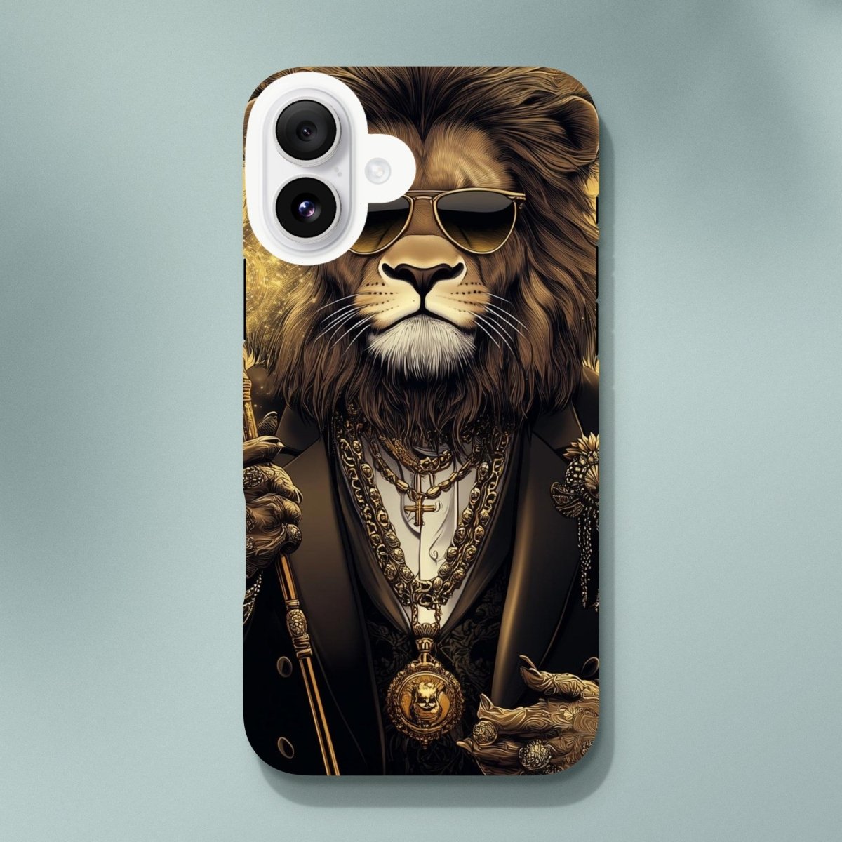 Regal Lion in Gold Glitz iPhone Tough Case - ROMAG Store