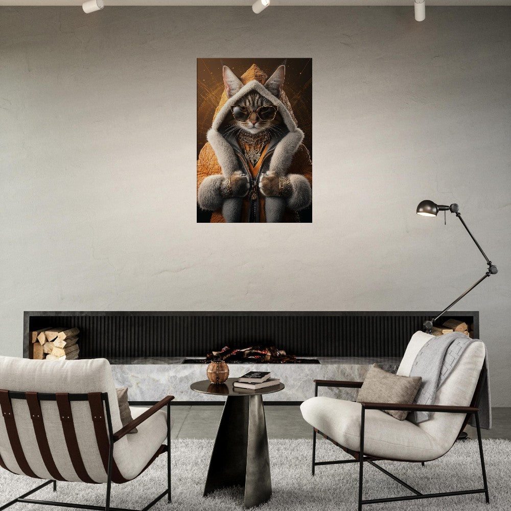 Luxury Cat in Fur Coat Canvas - ROMAG Store