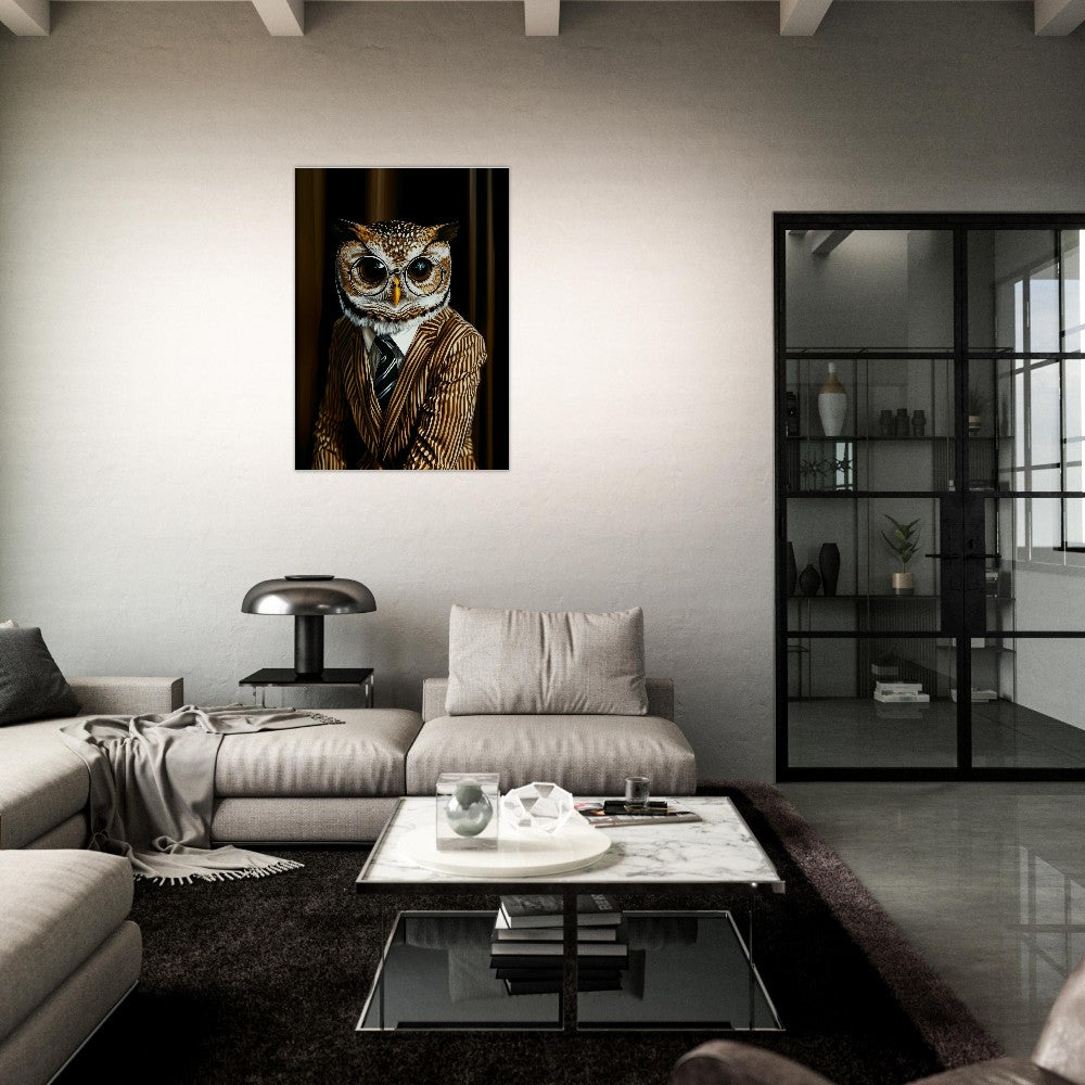Owl in Pinstripe Suit Canvas - ROMAG Store