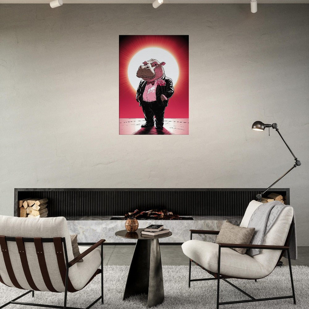 Dapper Hippo Canvas Art - ROMAG Store