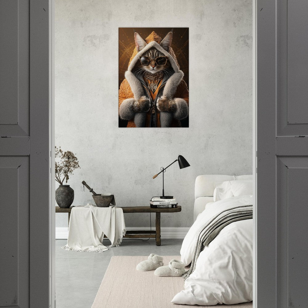 Luxury Cat in Fur Coat Canvas - ROMAG Store