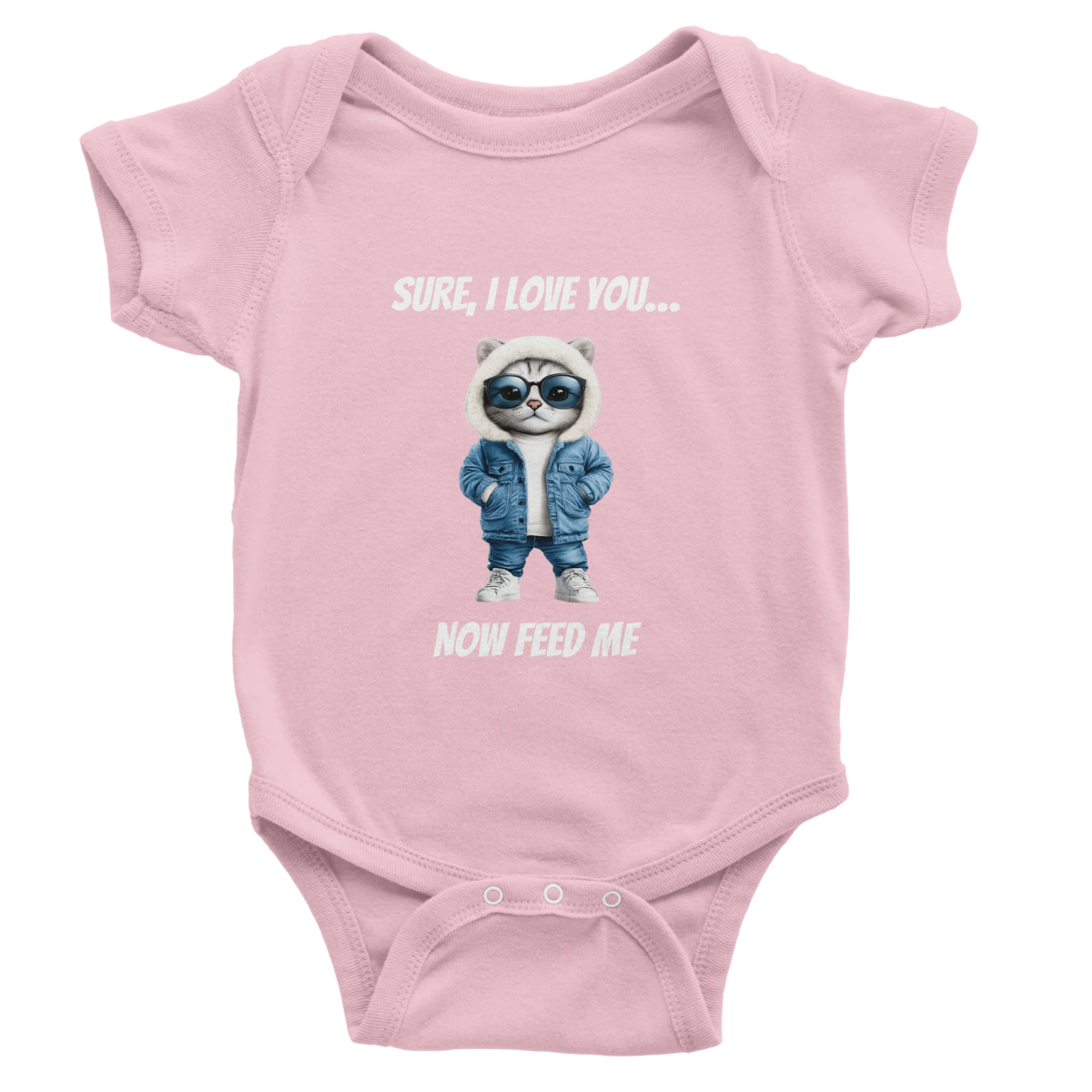 Cat 'Sure, I Love You...' Baby Short Sleeve Bodysuit - ROMAG Store