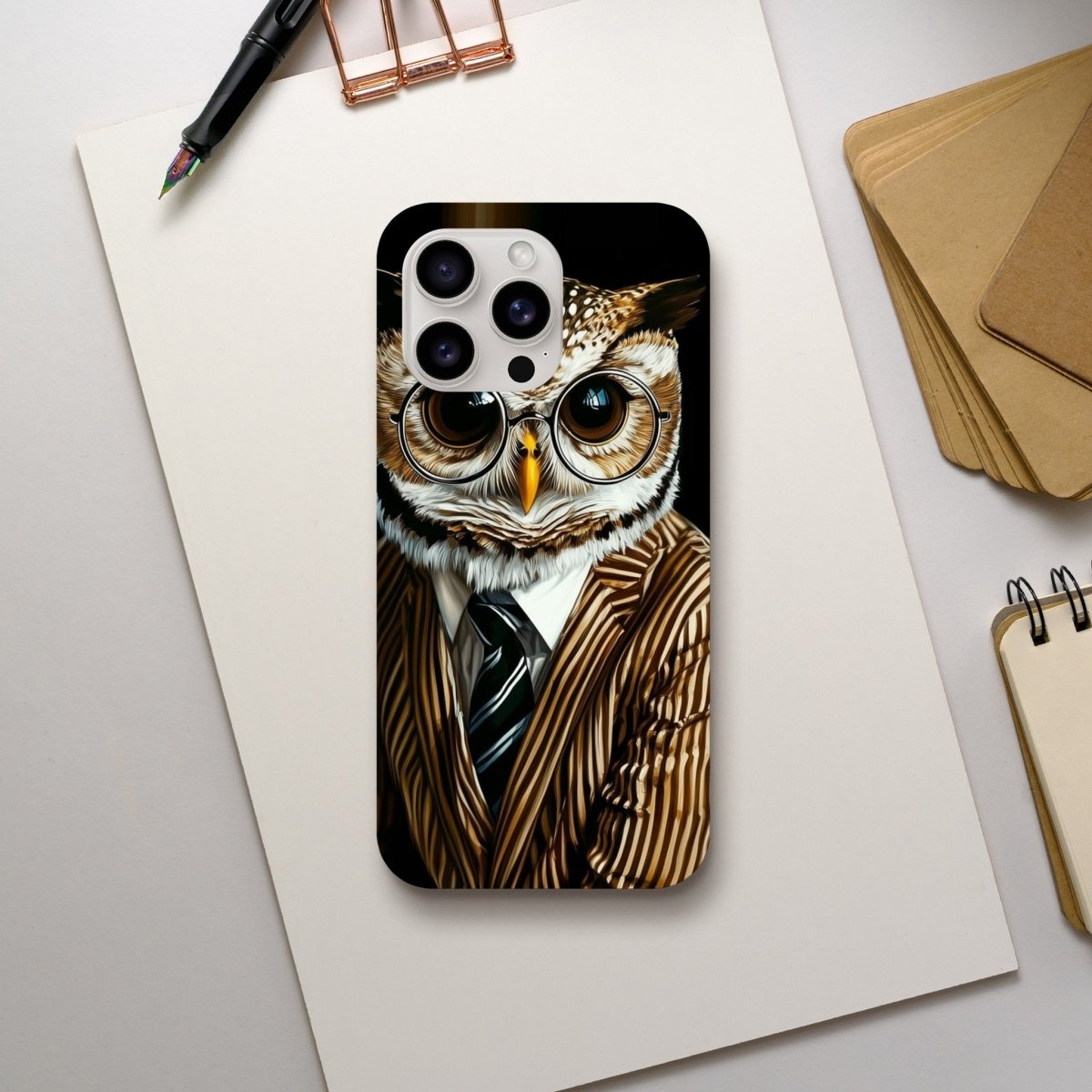 Sophisticated Owl in Pinstripes iPhone Tough Case - ROMAG Store