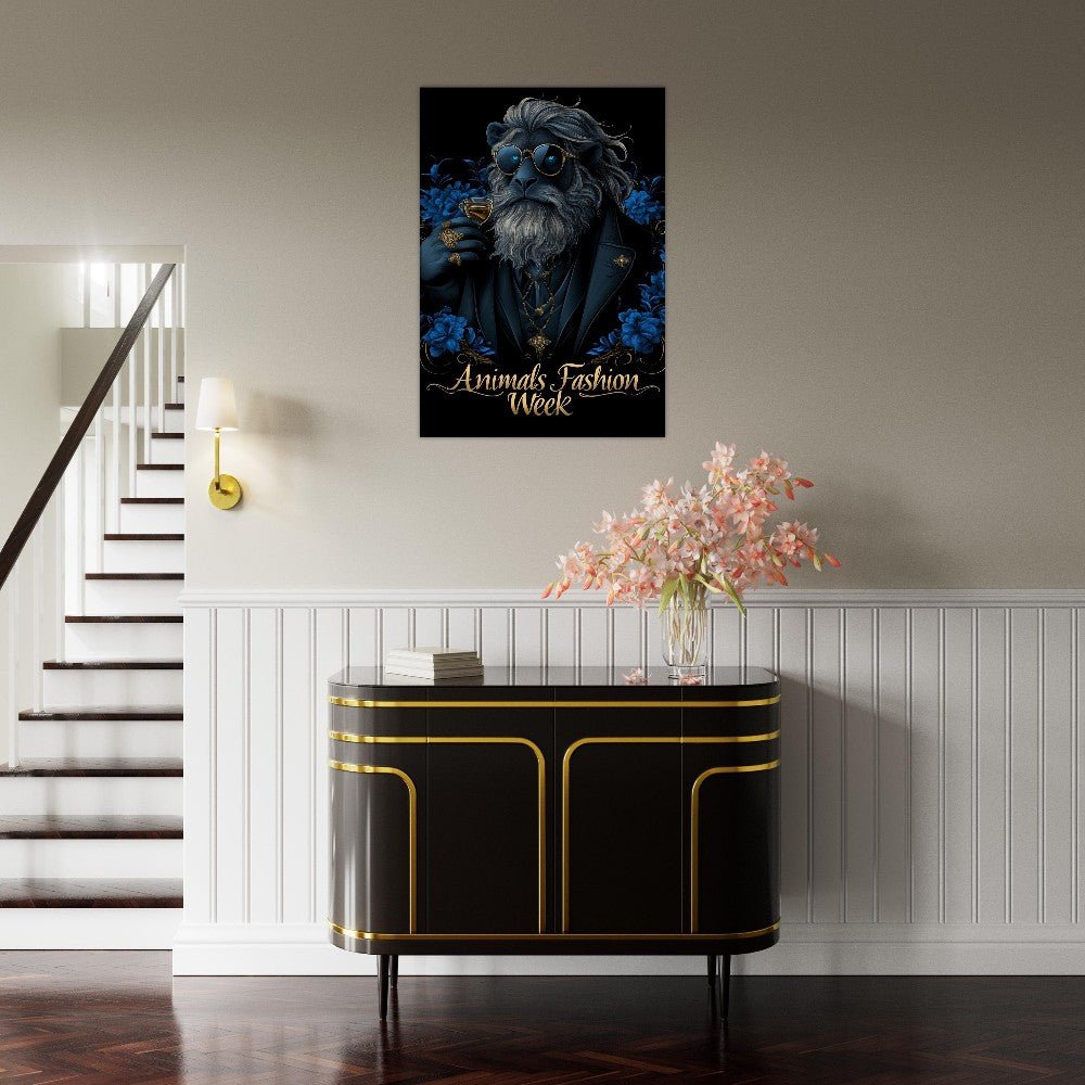 Blue&Gold Luxury Lion in Suit Canvas - ROMAG Store