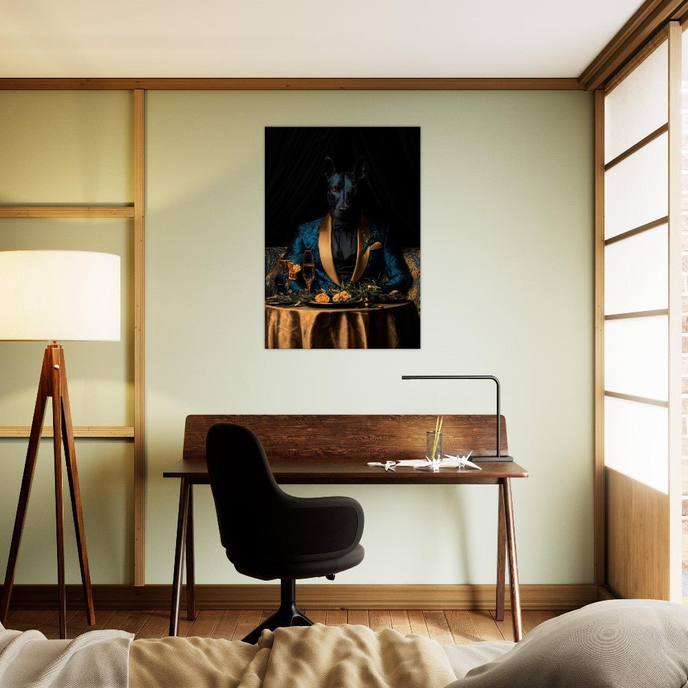 Doberman in Teal Suit Canvas - ROMAG Store