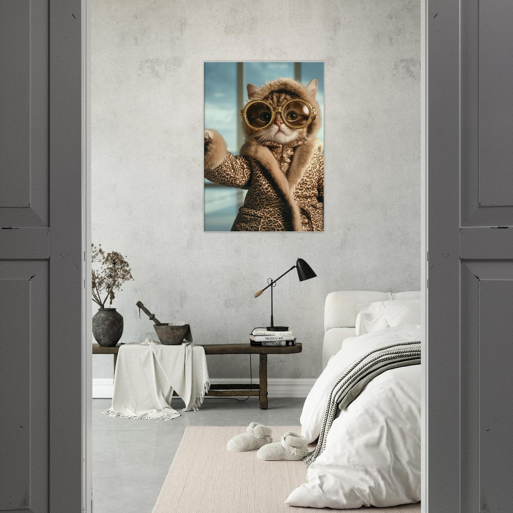 Luxury Cat in Fur Coat Canvas - ROMAG Store