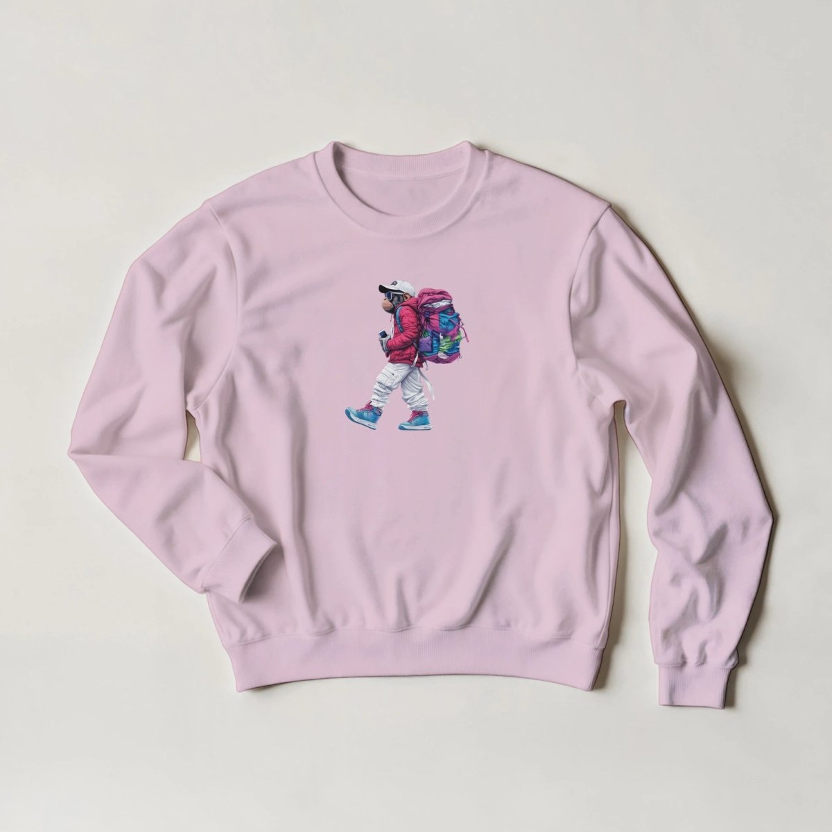 Chimp Trekker Sweatshirt – Bold Streetwear Graphic with Backpack Vibe - ROMAG Store