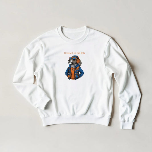 Dressed to the K9s Sweatshirt – Streetwear Graphic with Cool Dog Design - ROMAG Store