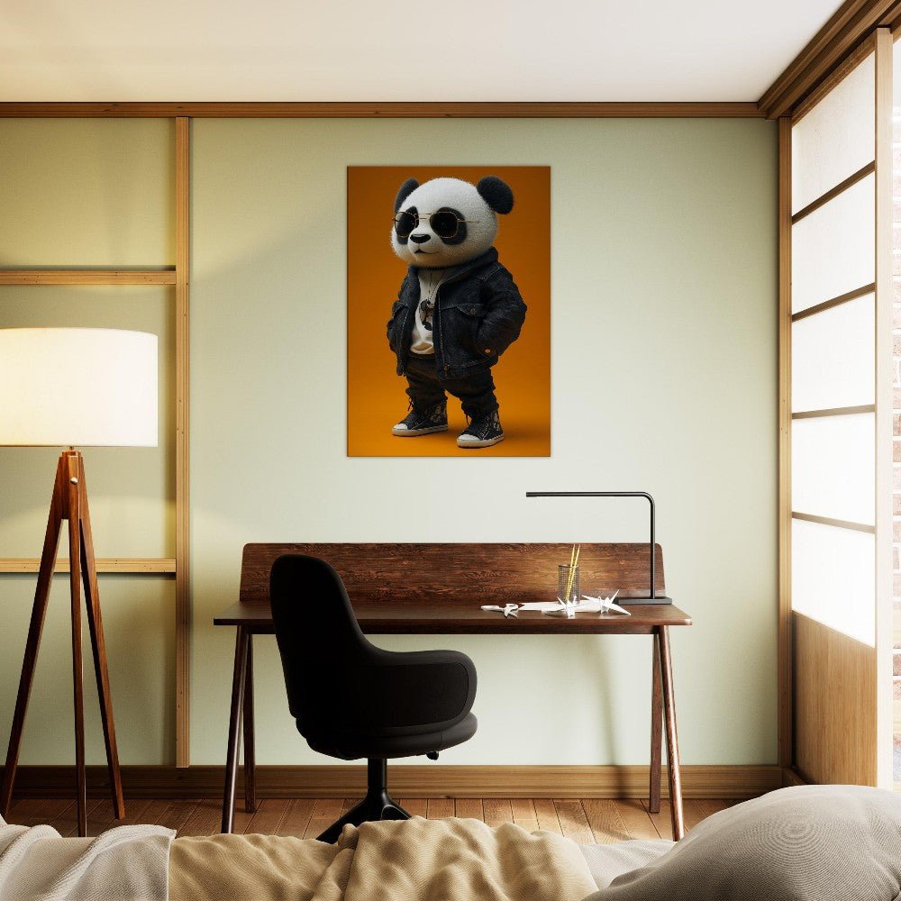 Cool Panda in Leather Jacket Canvas - ROMAG Store