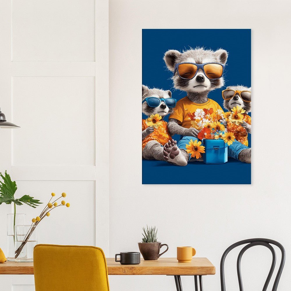 Cool Raccoon Family Canvas Art - ROMAG Store