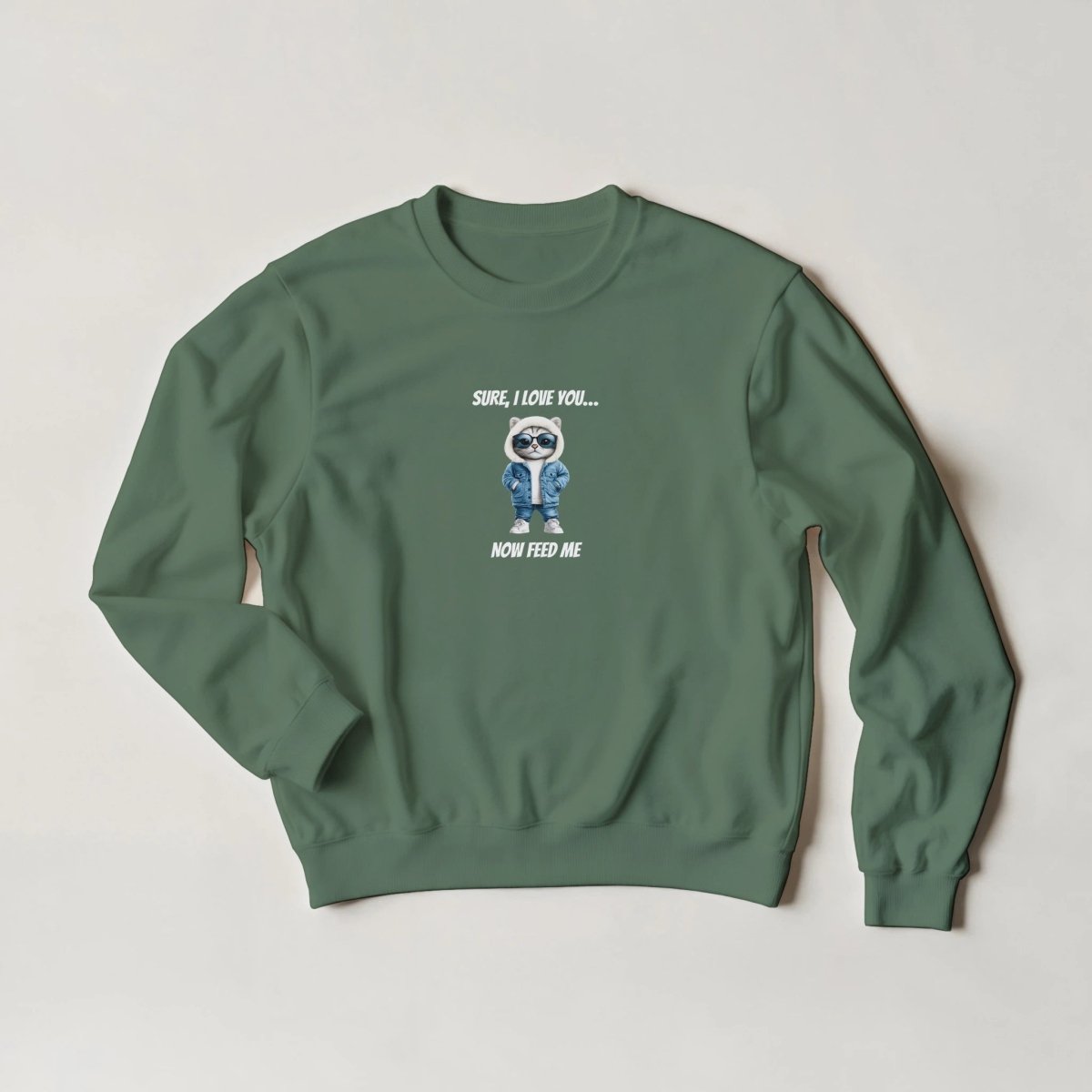 Sassy Cat "Sure, I Love You... Now Feed Me" Hoodie – Streetwear Graphic - ROMAG Store