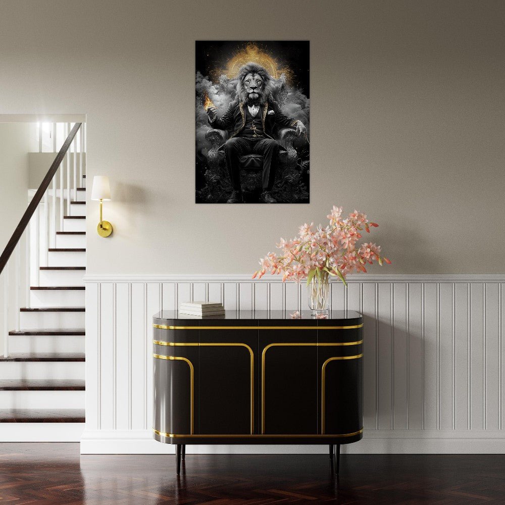 Regal Lion in Tuxedo Canvas Art - ROMAG Store
