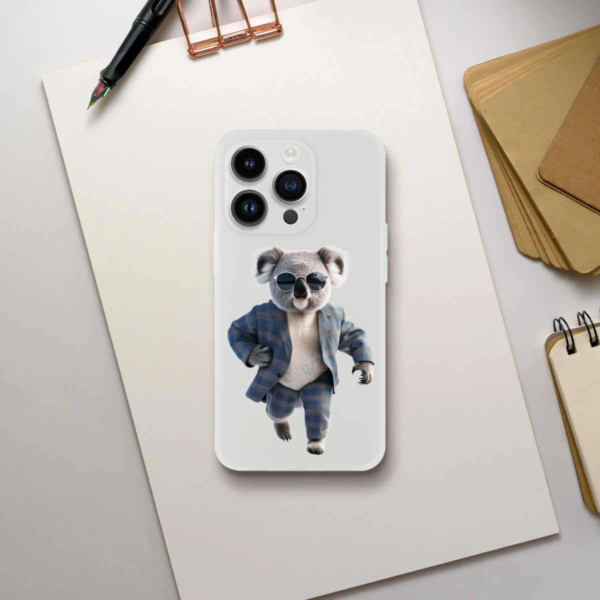 Dapper Koala in Plaid Suit iPhone Flexi Case - ROMAG Store