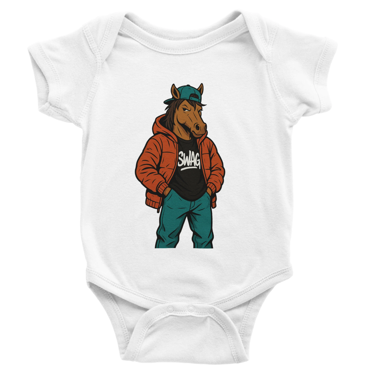 Cool Horse Swag Baby Short Sleeve Bodysuit - ROMAG Store