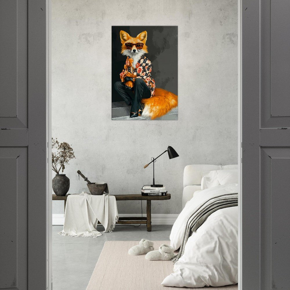 Chic Fox in Floral Shirt Canvas Art - ROMAG Store