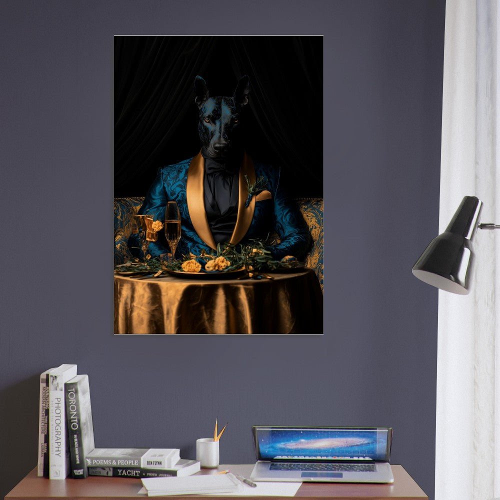 Doberman in Teal Suit Canvas - ROMAG Store