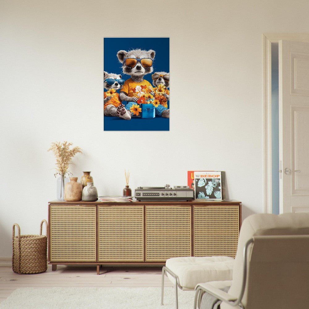 Cool Raccoon Family Canvas Art - ROMAG Store