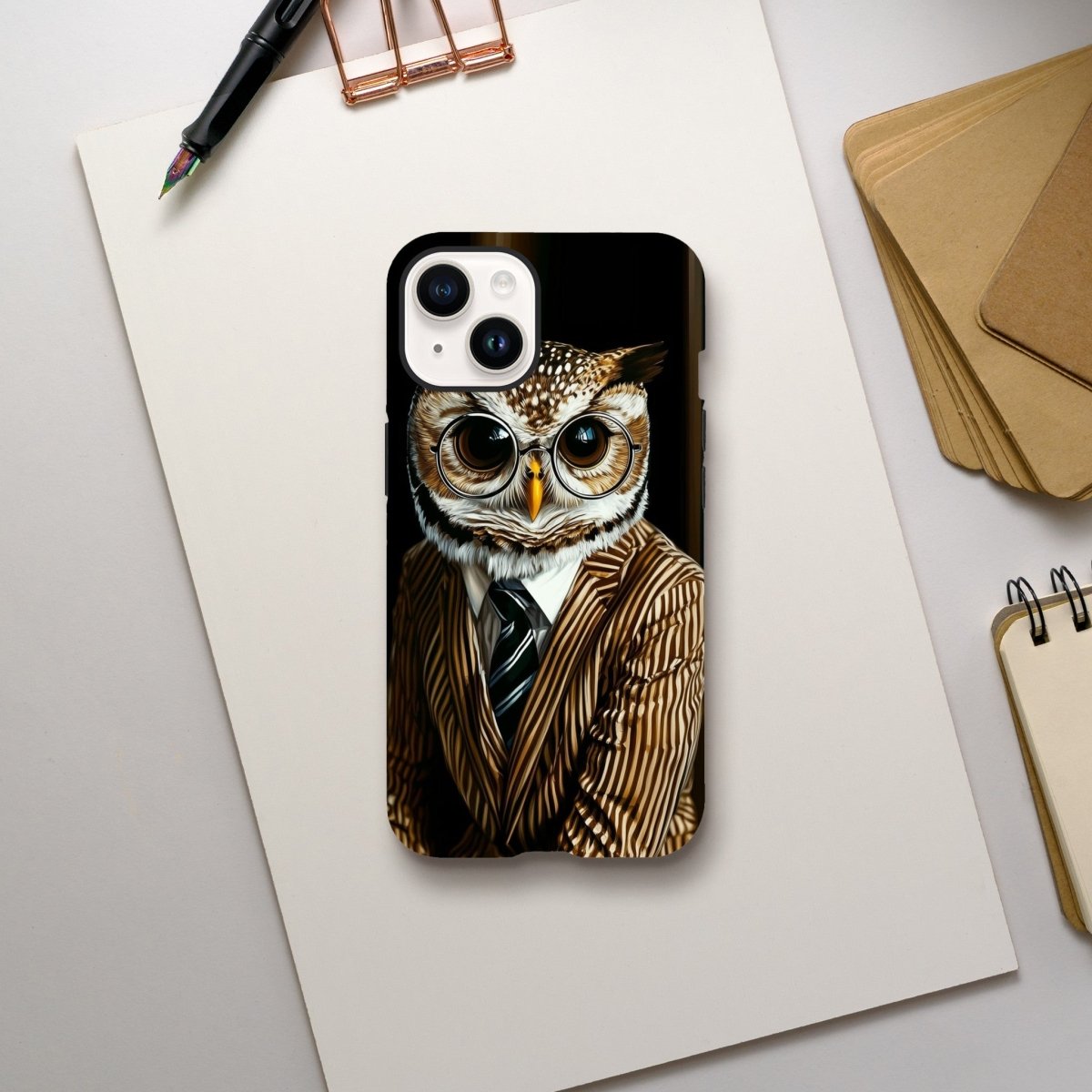 Sophisticated Owl in Pinstripes iPhone Tough Case - ROMAG Store