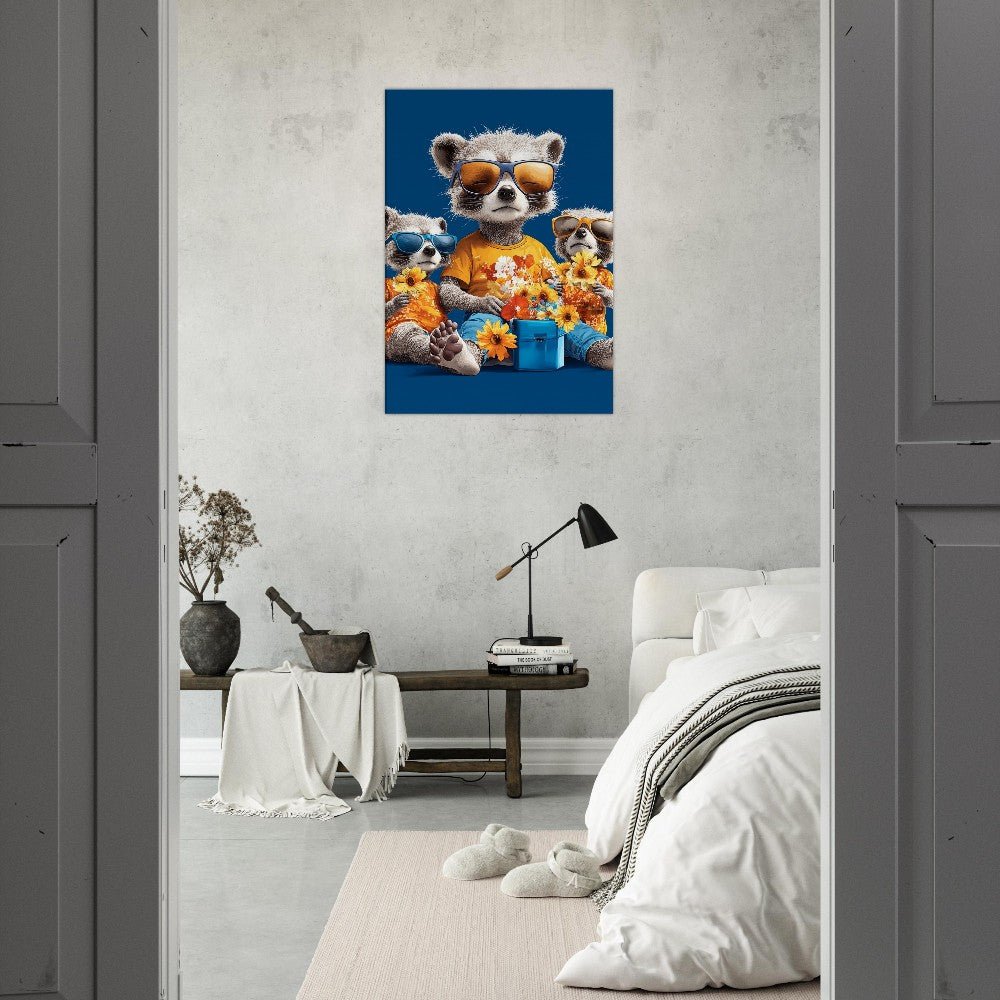 Cool Raccoon Family Canvas Art - ROMAG Store