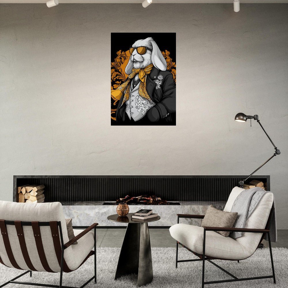 Luxury Rabbit in Suit Canvas Wall Art - ROMAG Store