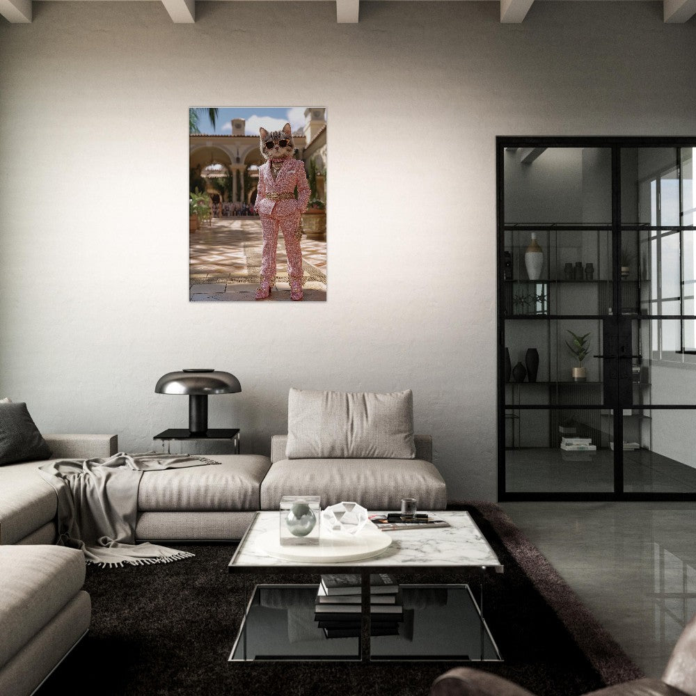 Luxury Cat in Pink Suit Canvas - ROMAG Store