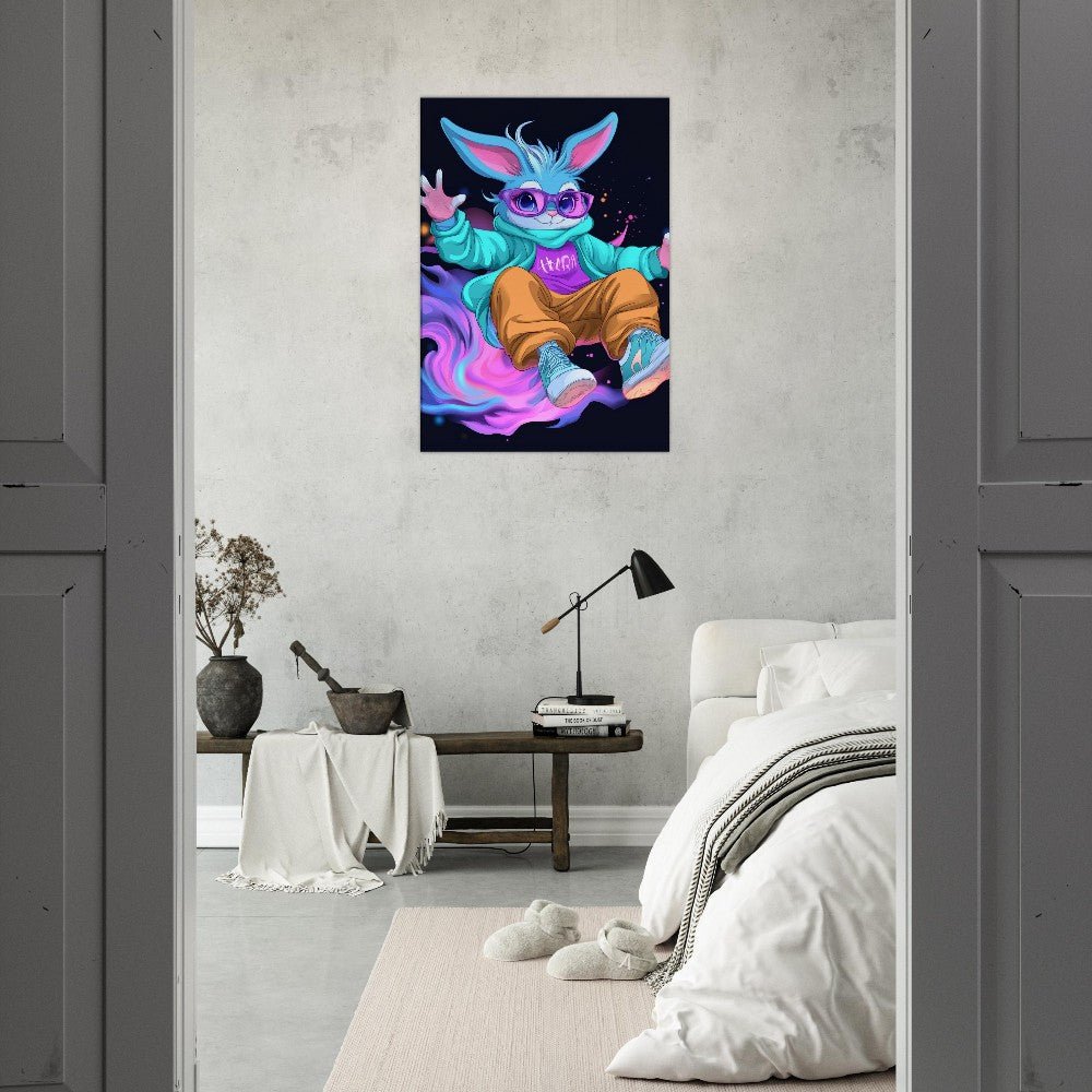Neon Bunny Canvas Wall Art - ROMAG Store