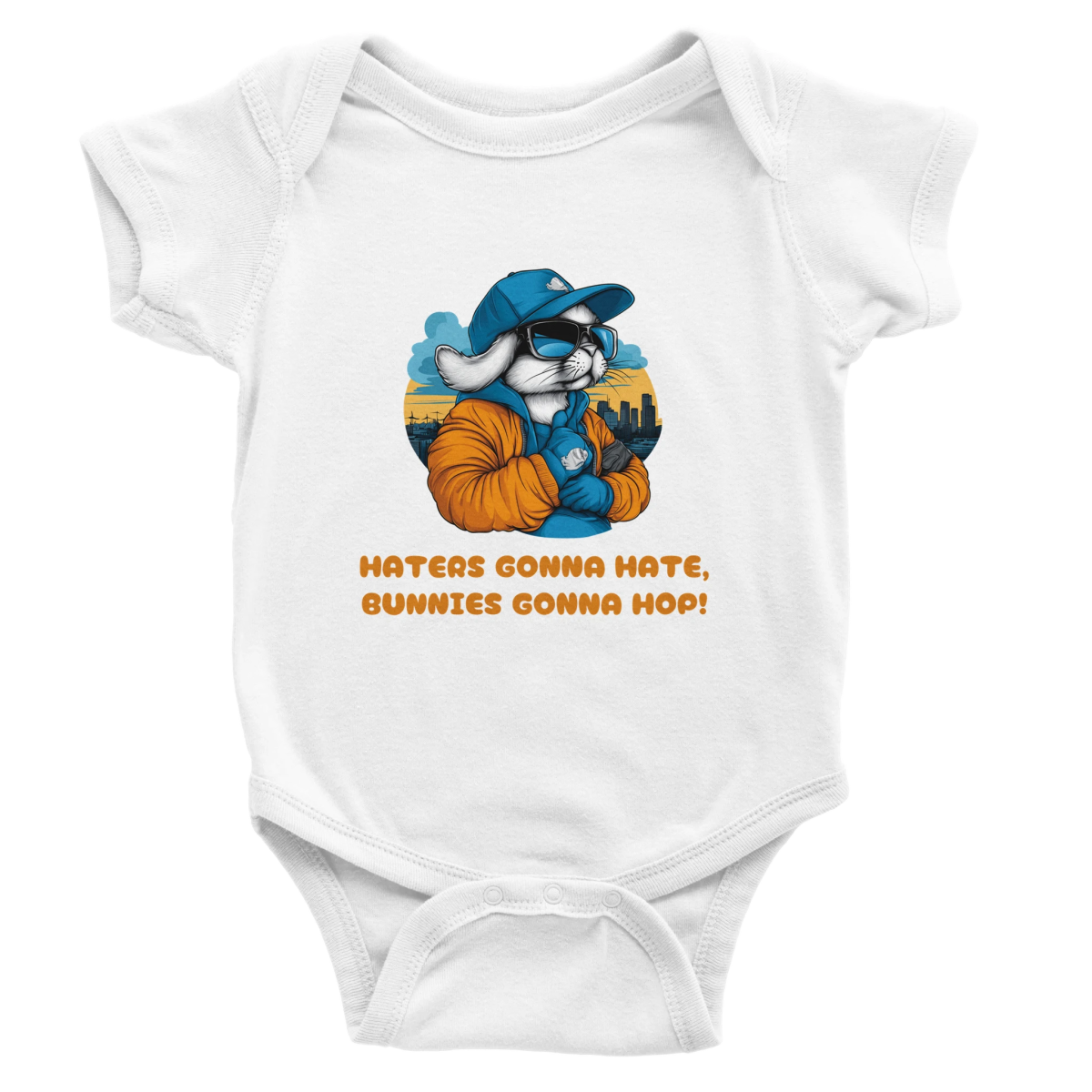 Bunny "Haters gonna hate" Baby Short Sleeve Bodysuit - ROMAG Store