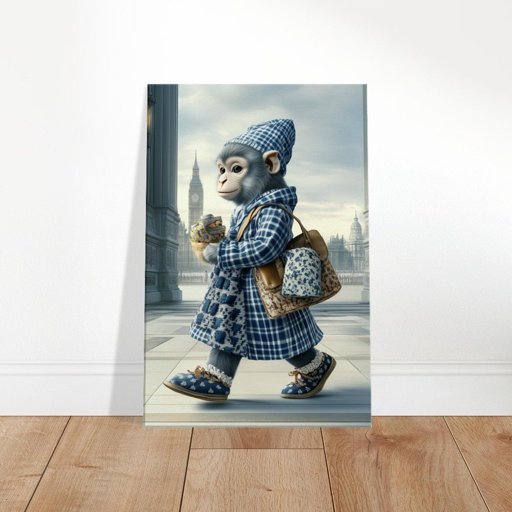 Chic Monkey in Plaid Canvas Art - ROMAG Store