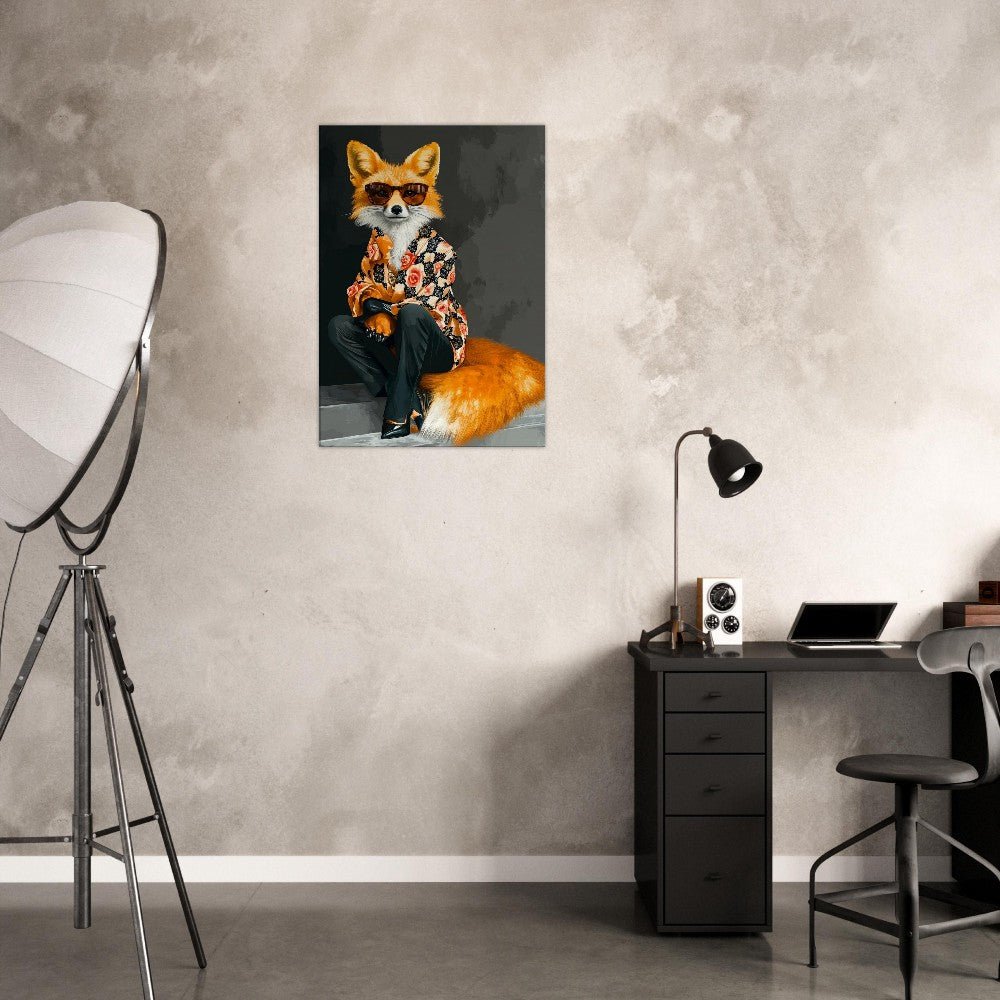 Chic Fox in Floral Shirt Canvas Art - ROMAG Store